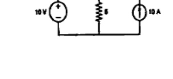 Circuit with 10V source in series with 2 ohm leading to terminal A, 5 ohm shunt to bottom wire, 4 ohm in series with 10A current source connected between node after 2 ohm and terminal B. Terminals A-B open on top.